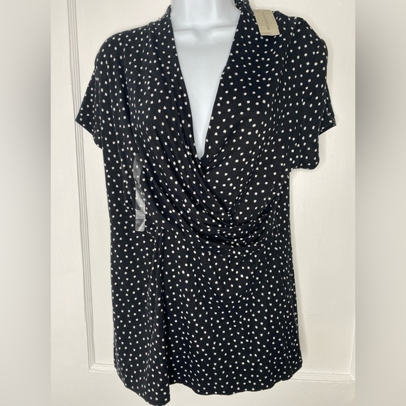 ANN TAYLOR Black and White Polka Dot Blouse - Picture 1 of 6